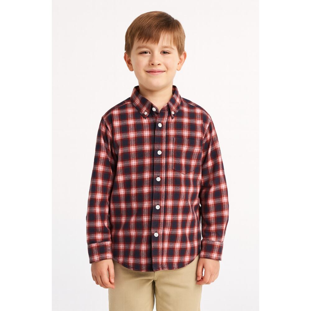Excellent Old Navy Boys Checker Print Long Sleeve Button-Up Shirt Size 6/7